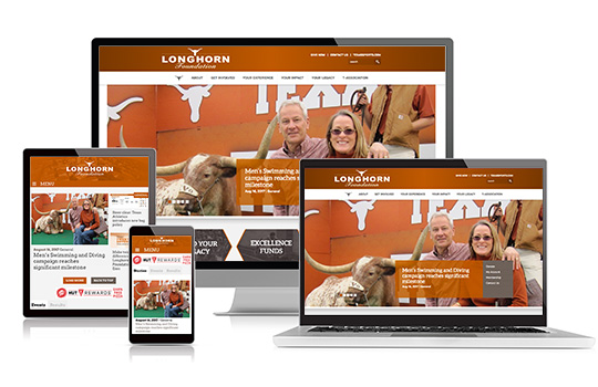 Longhorn Foundation Website on various screen sizes