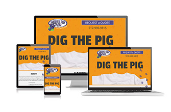 Purple Pig Tees site on various screen sizes