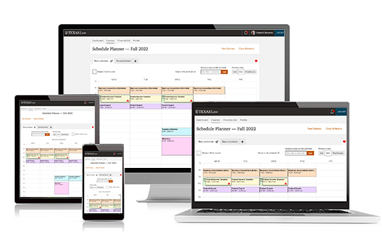 New student schedule planner on various screen sizes